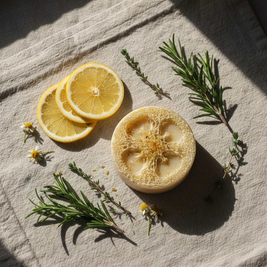 Loofah Body Bar - Lemon Flat Lay
