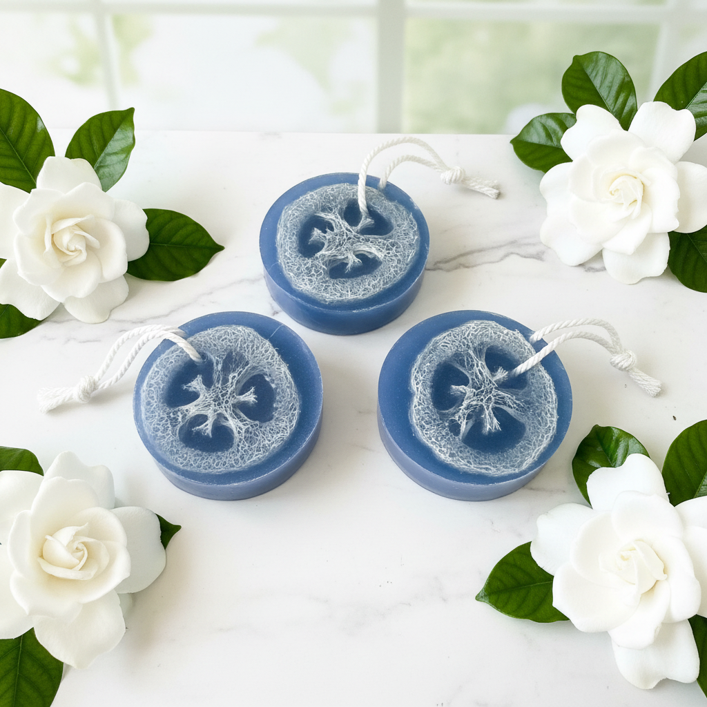 Loofah Body Bar Soap - Gardenia with Flowers
