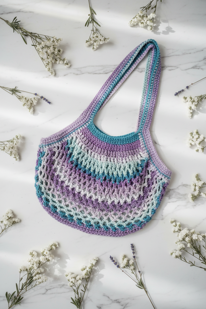 Purple Teal Market Bag - Flat Lay